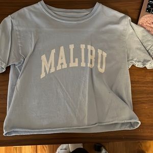 pacsun malibu blue cropped short sleeve shirt